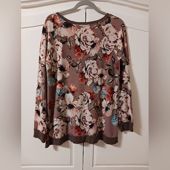 P.S.KATE Boutique Women's Mauve Floral Long Sleeve Top - Picture 3 of 6